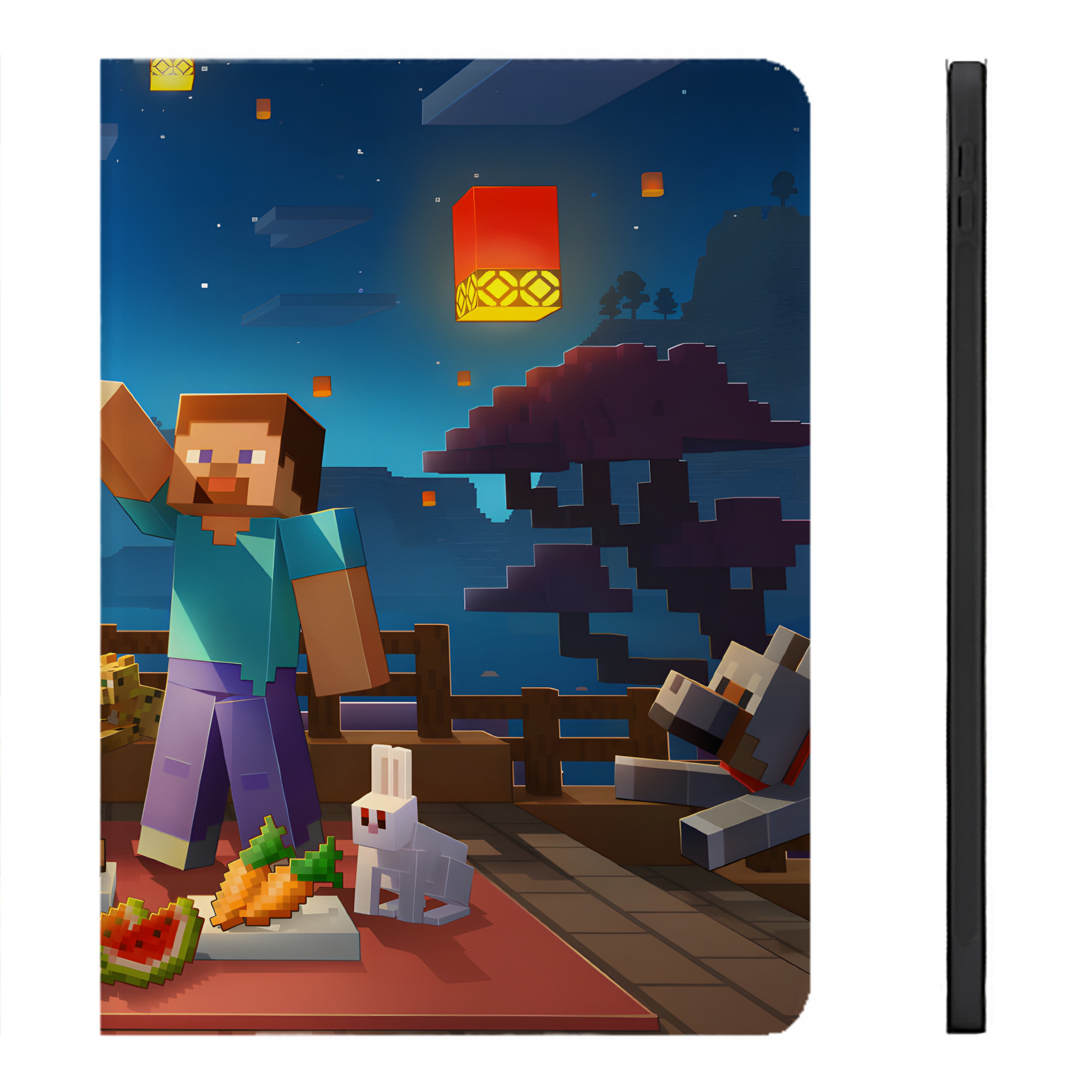 （画像用） マインクラフト ブロックの世界 Minecraft MC Block world IPadケース ペンホルダー付き ブックスタイルデザイン